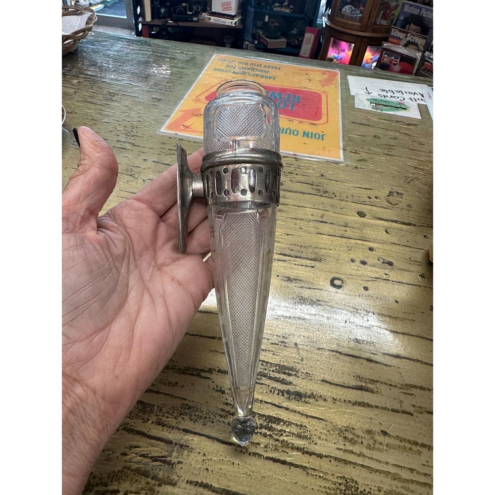 Vintage Glass Hearse Carriage Car Vase